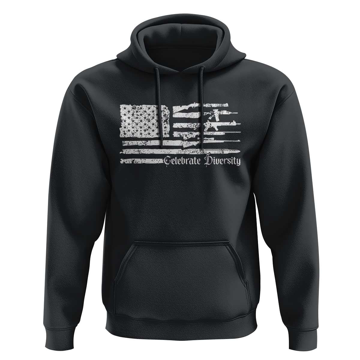 Funny Pro Gun Celebrate Diversity Hoodie 2nd Amendment Vintage American Flag - Wonder Print Shop