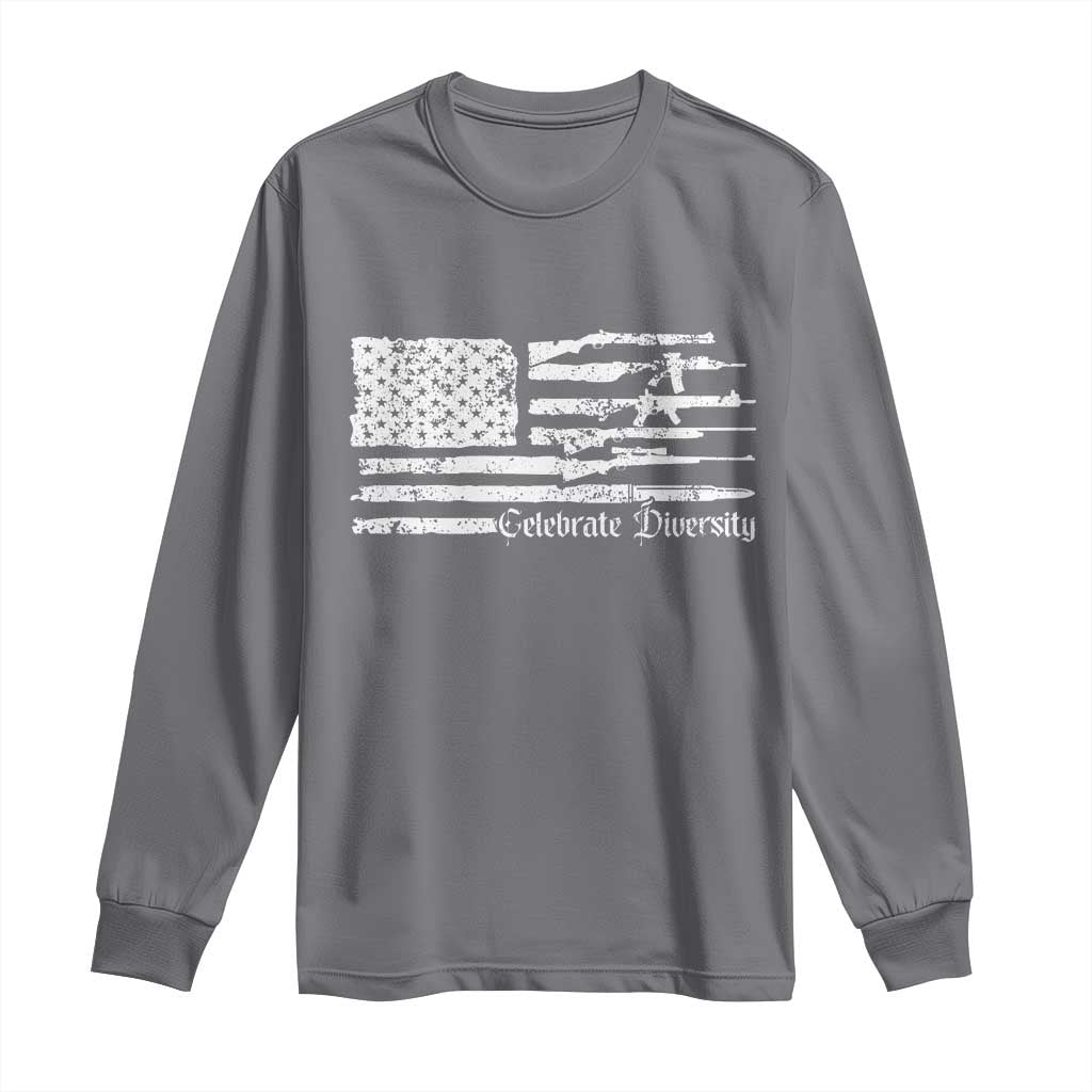 Funny Pro Gun Celebrate Diversity Long Sleeve Shirt 2nd Amendment Vintage American Flag - Wonder Print Shop