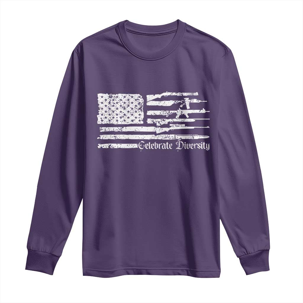 Funny Pro Gun Celebrate Diversity Long Sleeve Shirt 2nd Amendment Vintage American Flag - Wonder Print Shop