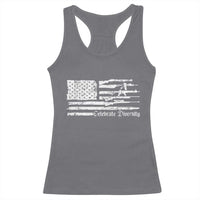 Funny Pro Gun Celebrate Diversity Racerback Tank Top 2nd Amendment Vintage American Flag - Wonder Print Shop