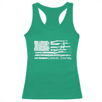 Funny Pro Gun Celebrate Diversity Racerback Tank Top 2nd Amendment Vintage American Flag - Wonder Print Shop