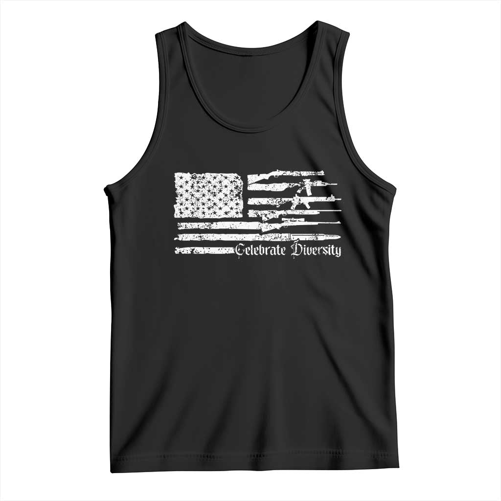 Funny Pro Gun Celebrate Diversity Tank Top 2nd Amendment Vintage American Flag - Wonder Print Shop