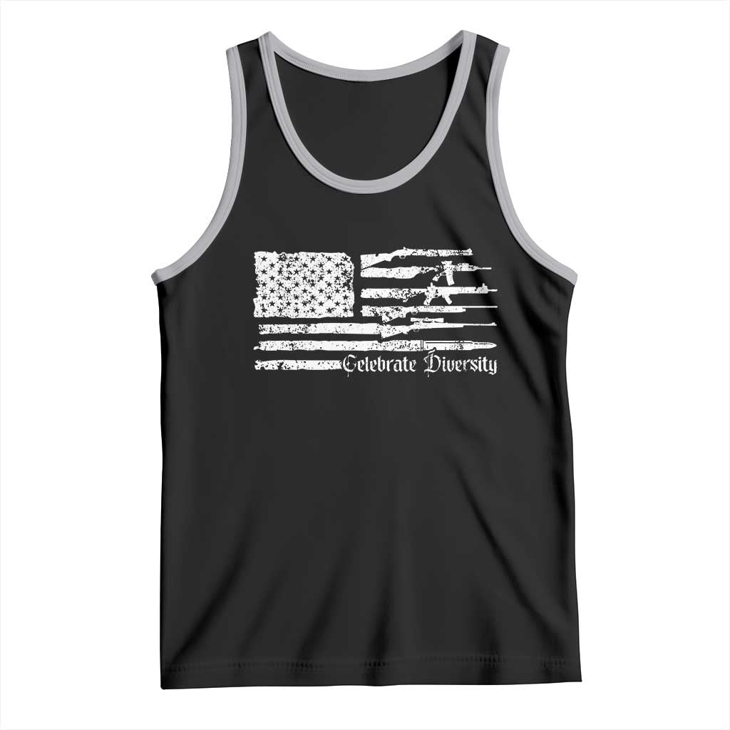 Funny Pro Gun Celebrate Diversity Tank Top 2nd Amendment Vintage American Flag - Wonder Print Shop