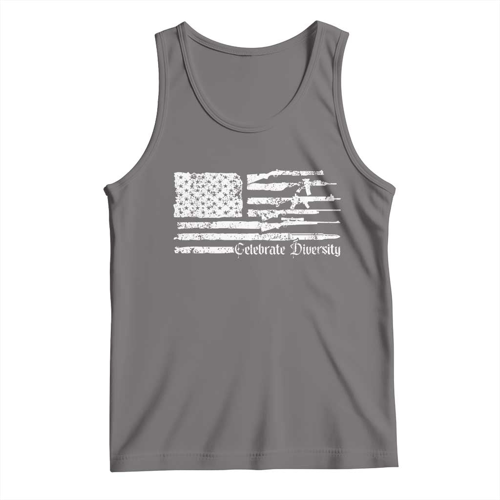 Funny Pro Gun Celebrate Diversity Tank Top 2nd Amendment Vintage American Flag - Wonder Print Shop