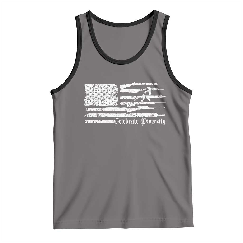 Funny Pro Gun Celebrate Diversity Tank Top 2nd Amendment Vintage American Flag - Wonder Print Shop