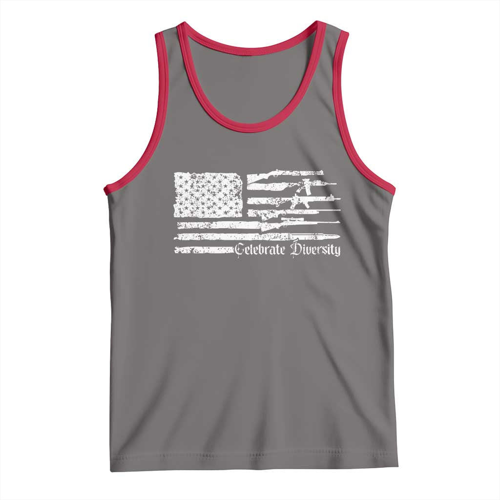Funny Pro Gun Celebrate Diversity Tank Top 2nd Amendment Vintage American Flag - Wonder Print Shop
