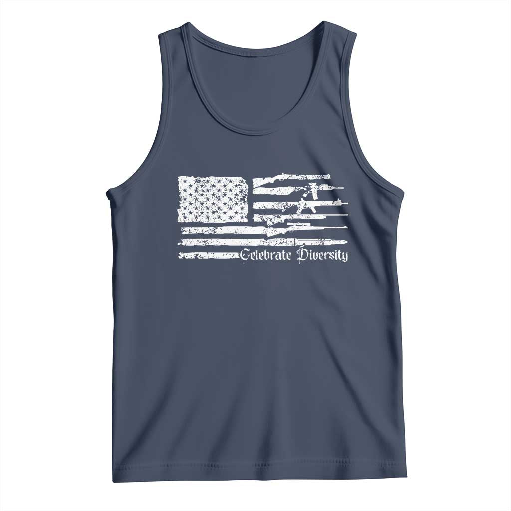 Funny Pro Gun Celebrate Diversity Tank Top 2nd Amendment Vintage American Flag - Wonder Print Shop