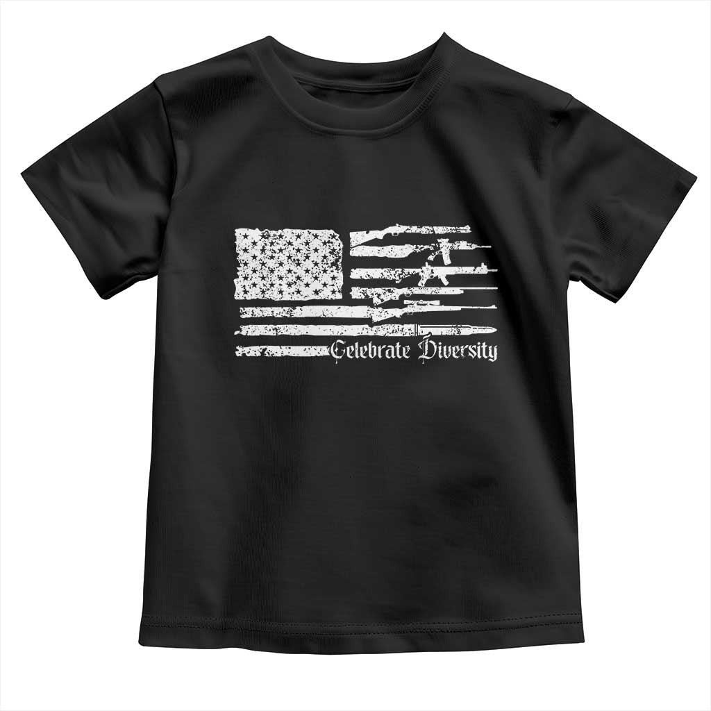 Funny Pro Gun Celebrate Diversity Toddler T Shirt 2nd Amendment Vintage American Flag - Wonder Print Shop