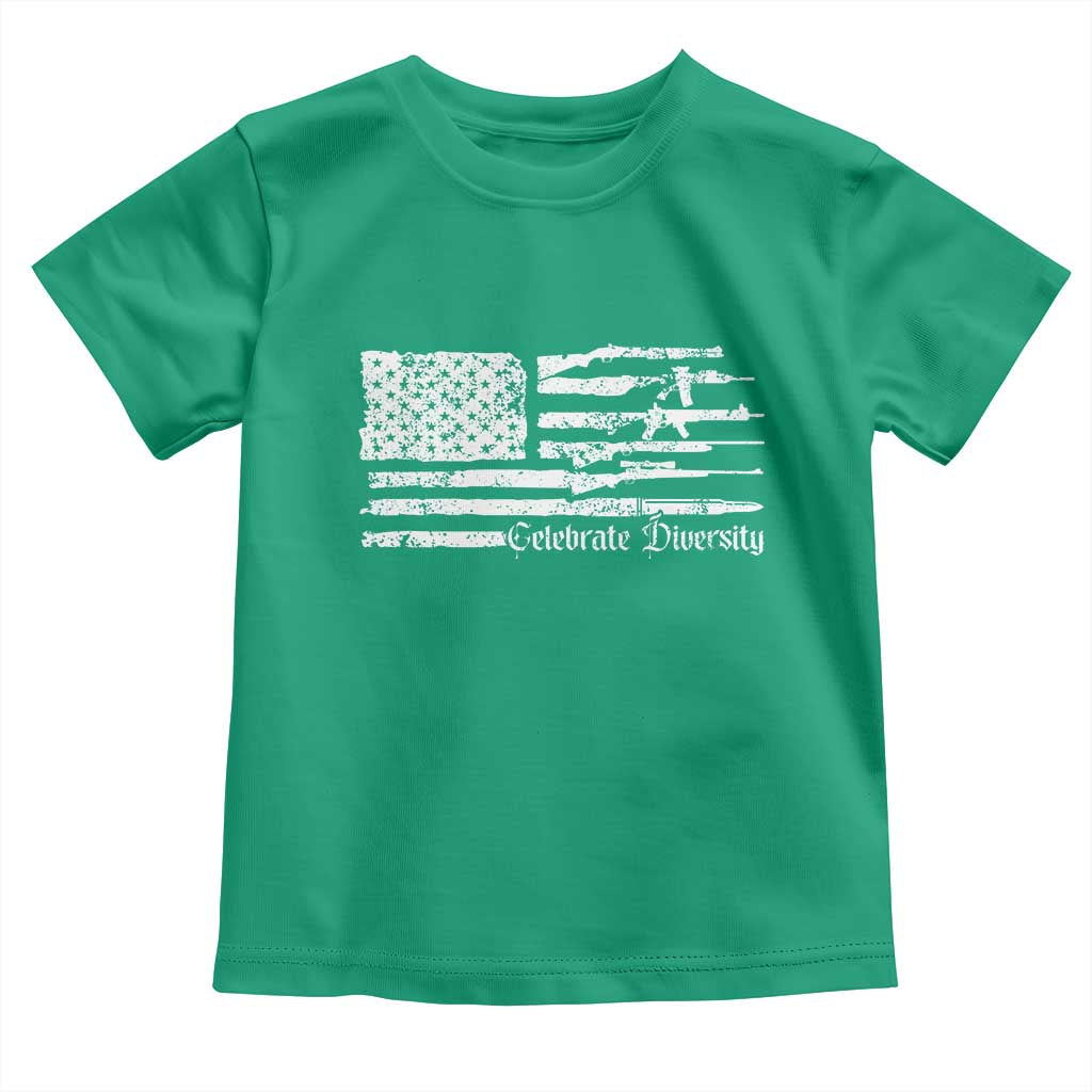 Funny Pro Gun Celebrate Diversity Toddler T Shirt 2nd Amendment Vintage American Flag - Wonder Print Shop