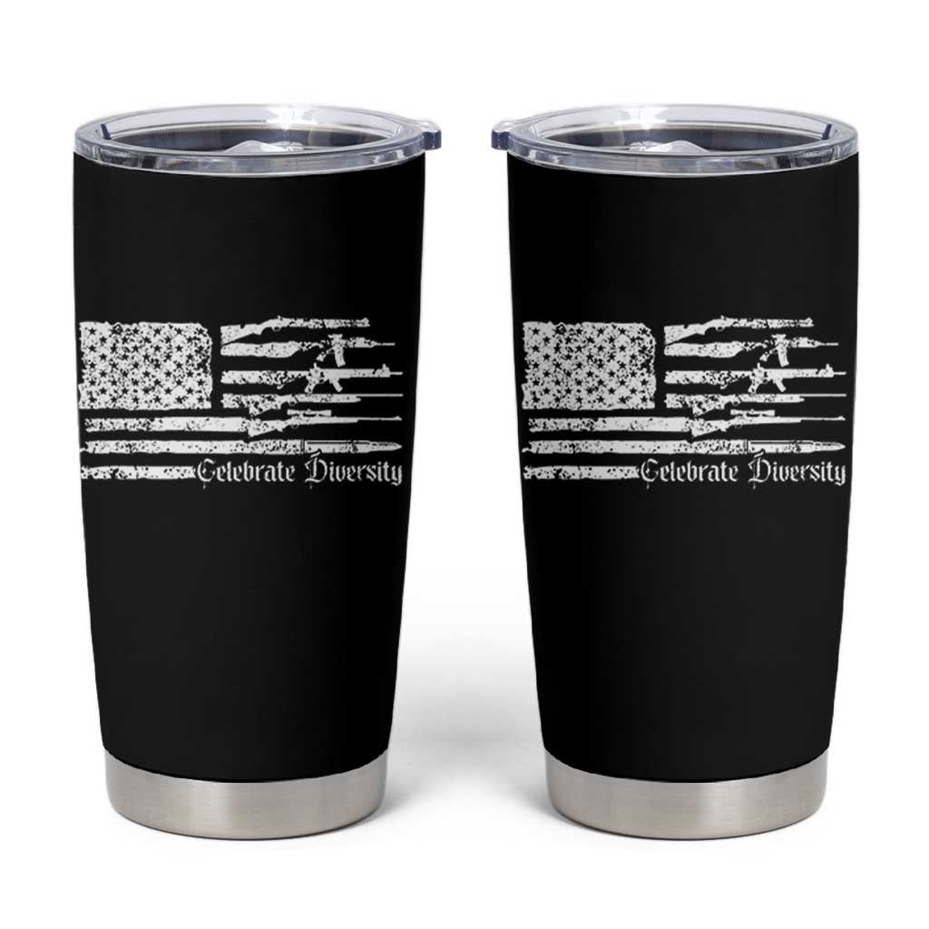 Funny Pro Gun Celebrate Diversity Tumbler Cup 2nd Amendment Vintage American Flag - Wonder Print Shop