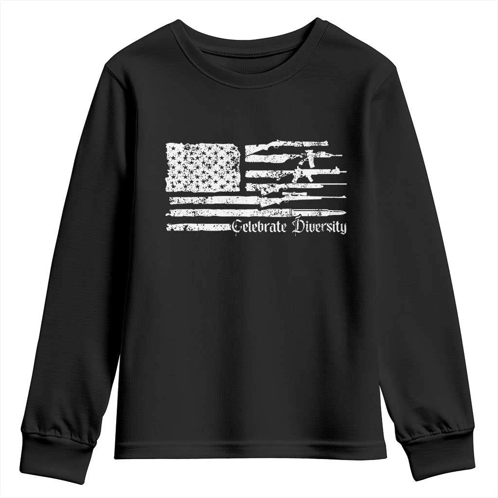 Funny Pro Gun Celebrate Diversity Youth Sweatshirt 2nd Amendment Vintage American Flag - Wonder Print Shop