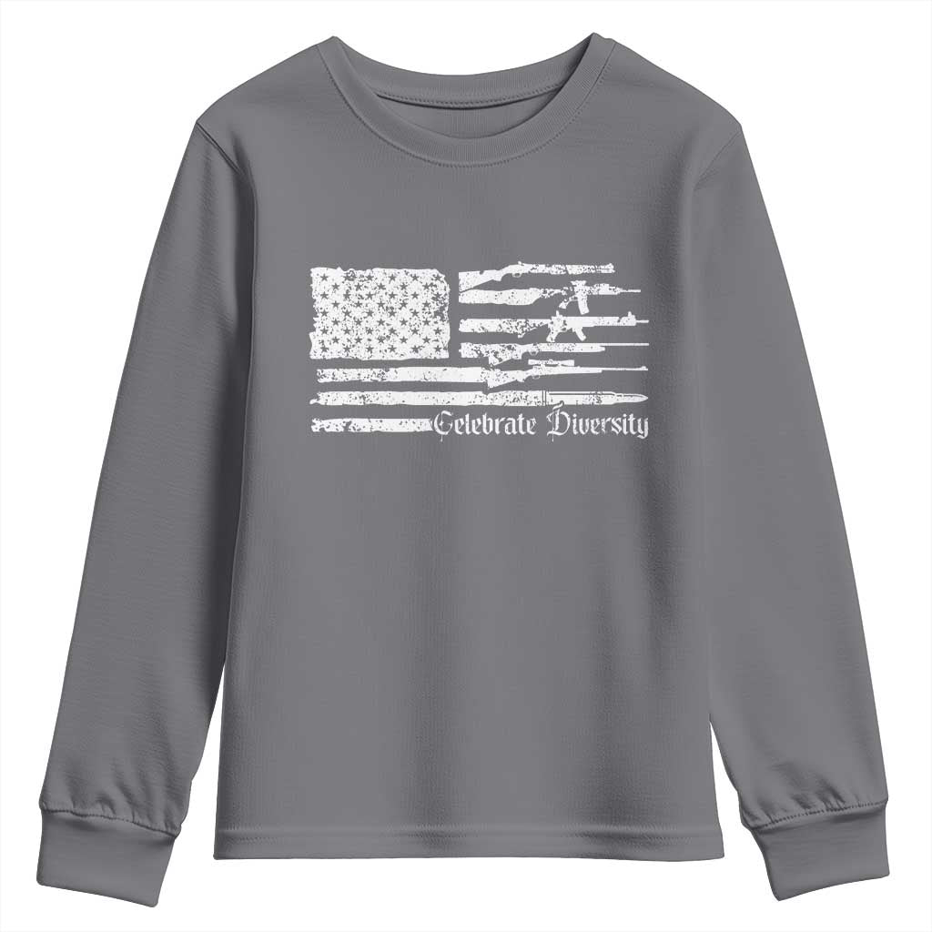 Funny Pro Gun Celebrate Diversity Youth Sweatshirt 2nd Amendment Vintage American Flag - Wonder Print Shop