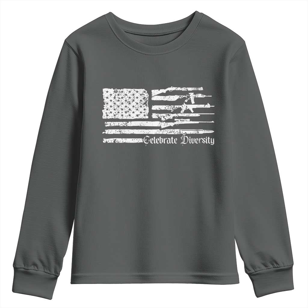 Funny Pro Gun Celebrate Diversity Youth Sweatshirt 2nd Amendment Vintage American Flag - Wonder Print Shop