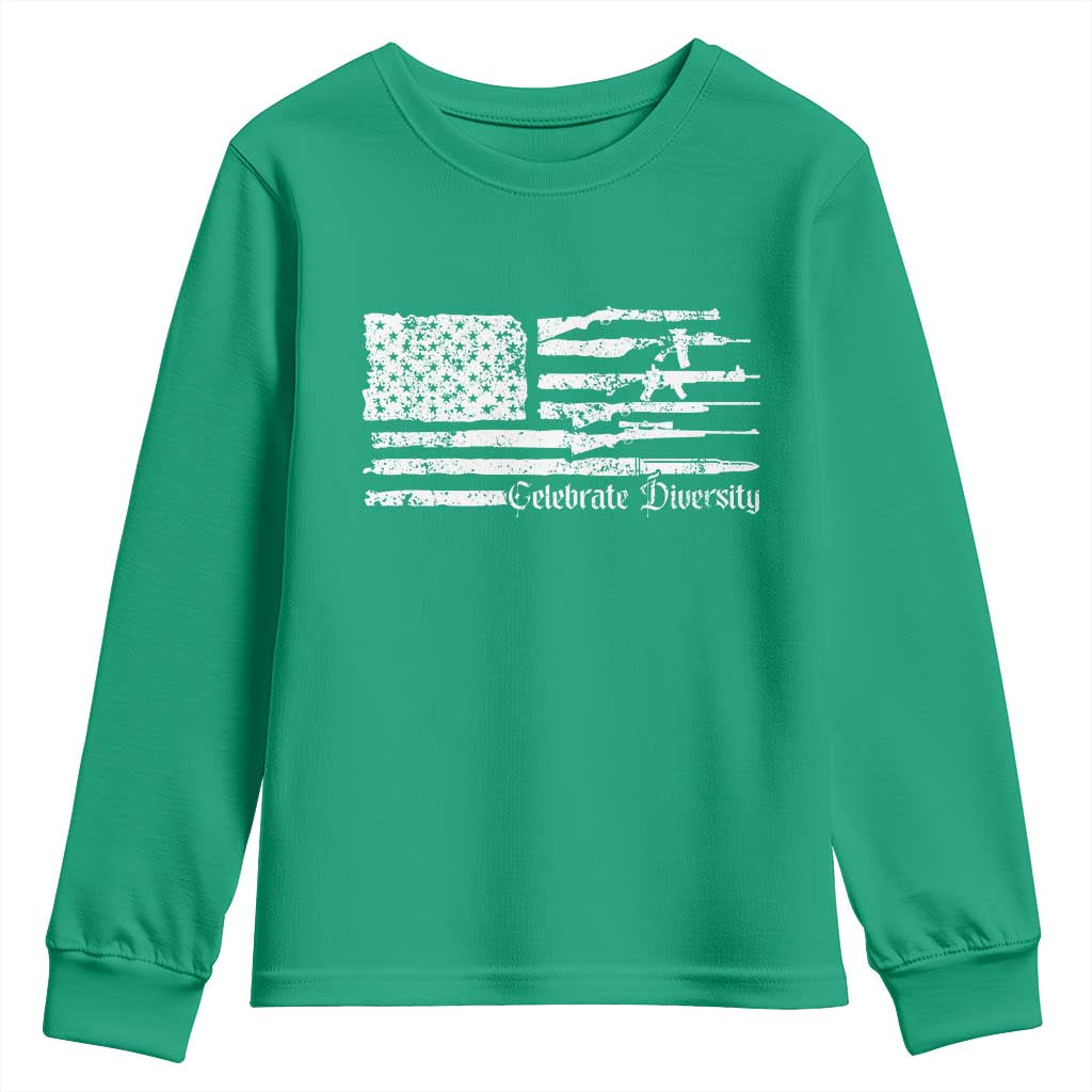 Funny Pro Gun Celebrate Diversity Youth Sweatshirt 2nd Amendment Vintage American Flag - Wonder Print Shop