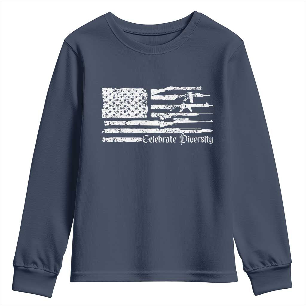 Funny Pro Gun Celebrate Diversity Youth Sweatshirt 2nd Amendment Vintage American Flag - Wonder Print Shop