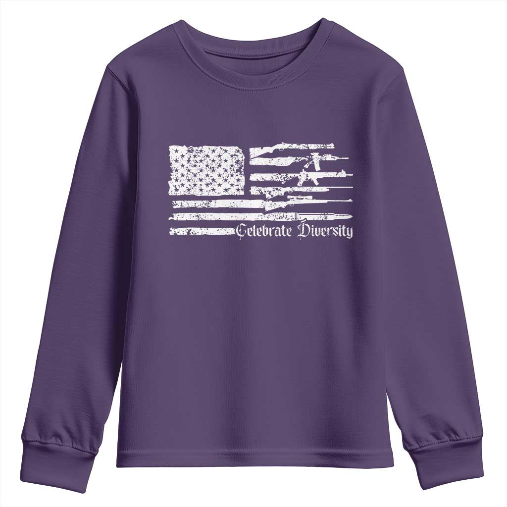 Funny Pro Gun Celebrate Diversity Youth Sweatshirt 2nd Amendment Vintage American Flag - Wonder Print Shop