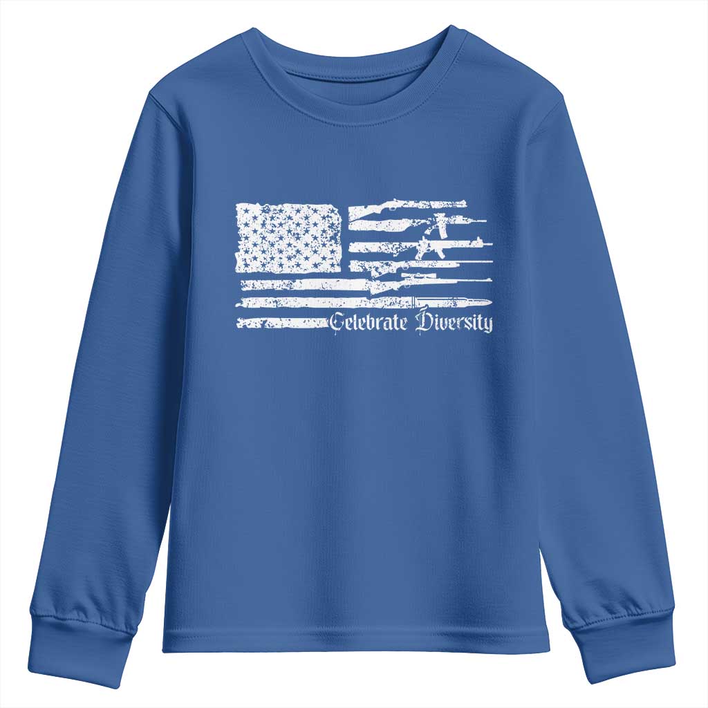 Funny Pro Gun Celebrate Diversity Youth Sweatshirt 2nd Amendment Vintage American Flag - Wonder Print Shop