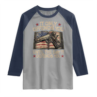 It Only Offends You Until The Day It Defends You Raglan Shirt Pro Gun American Flag - Wonder Print Shop