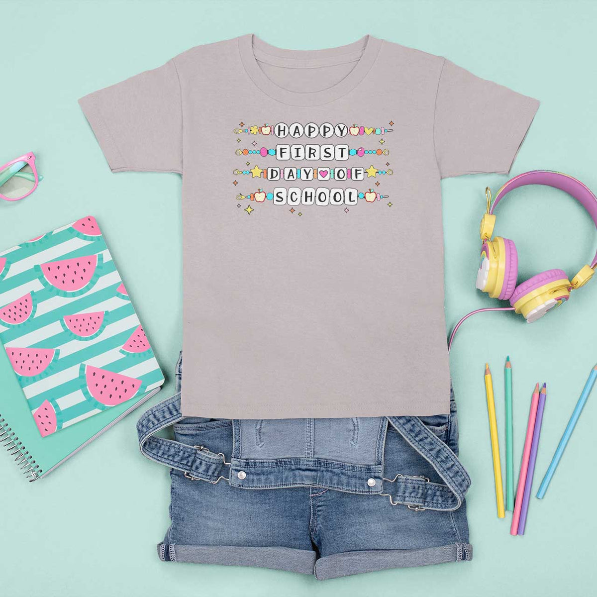 Happy First Day Of School T Shirt For Kid Student Teacher Bracelet Retro Groove - Wonder Print Shop