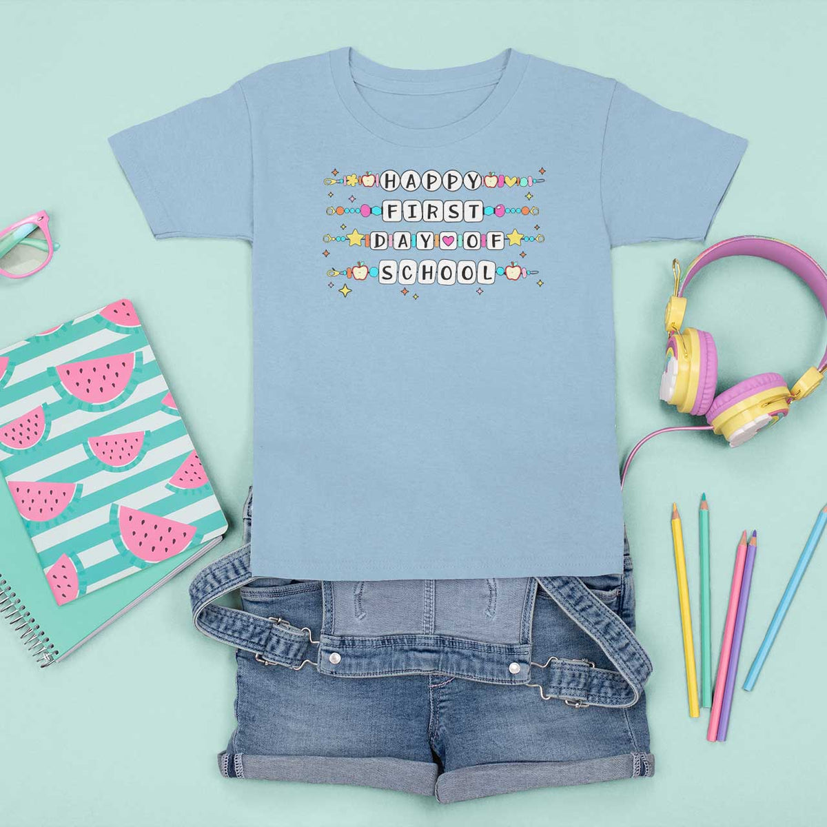 Happy First Day Of School T Shirt For Kid Student Teacher Bracelet Retro Groove - Wonder Print Shop