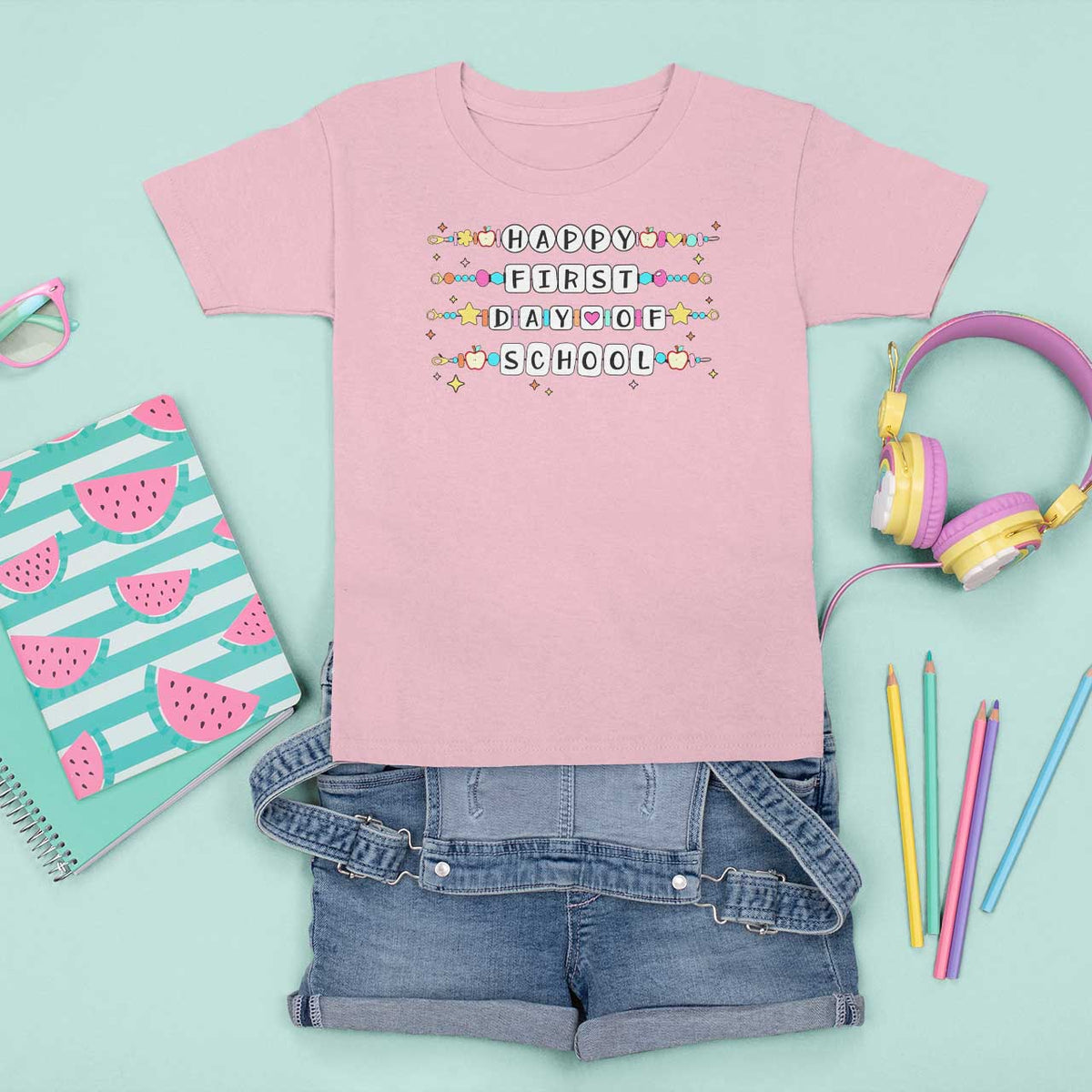 Happy First Day Of School T Shirt For Kid Student Teacher Bracelet Retro Groove - Wonder Print Shop
