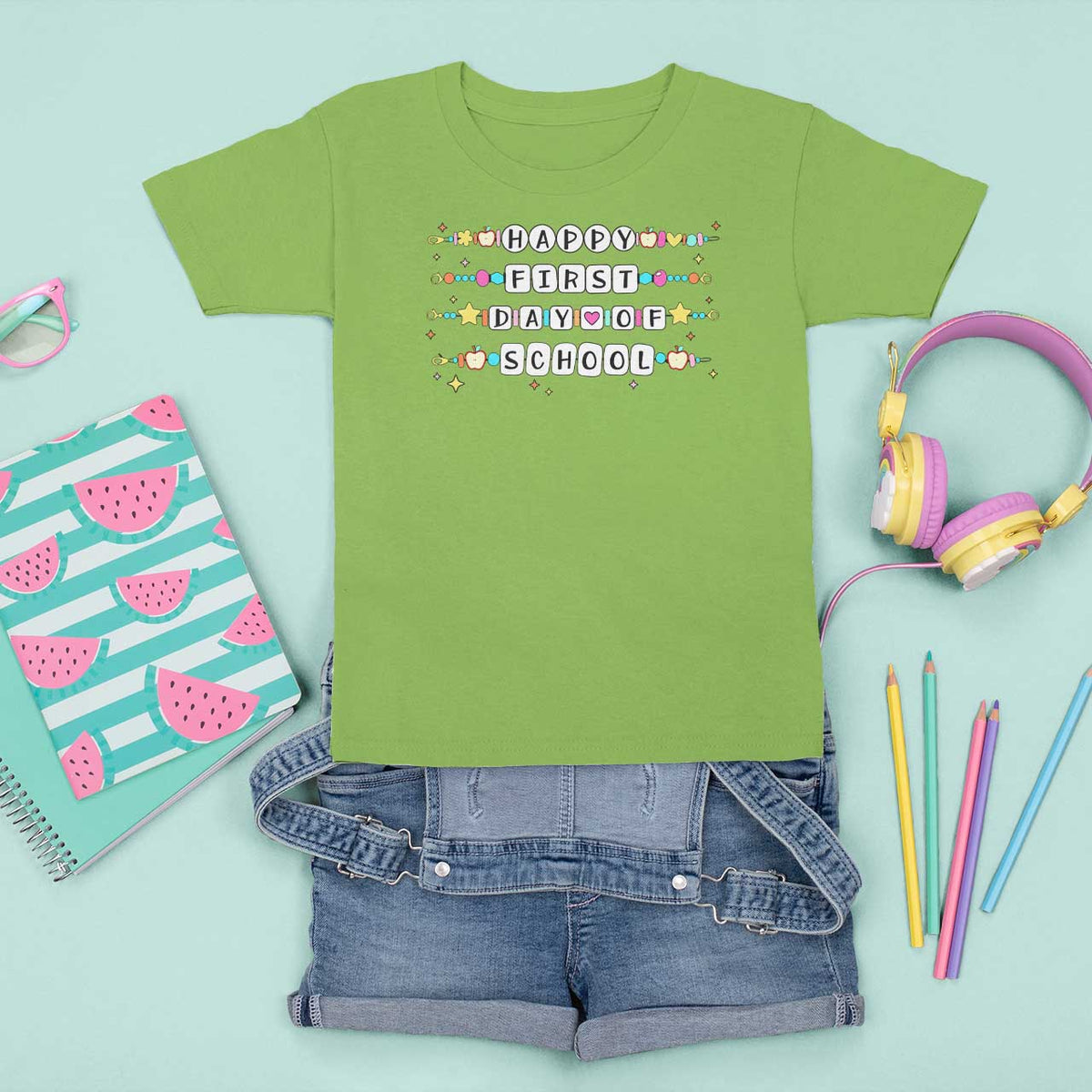 Happy First Day Of School T Shirt For Kid Student Teacher Bracelet Retro Groove - Wonder Print Shop
