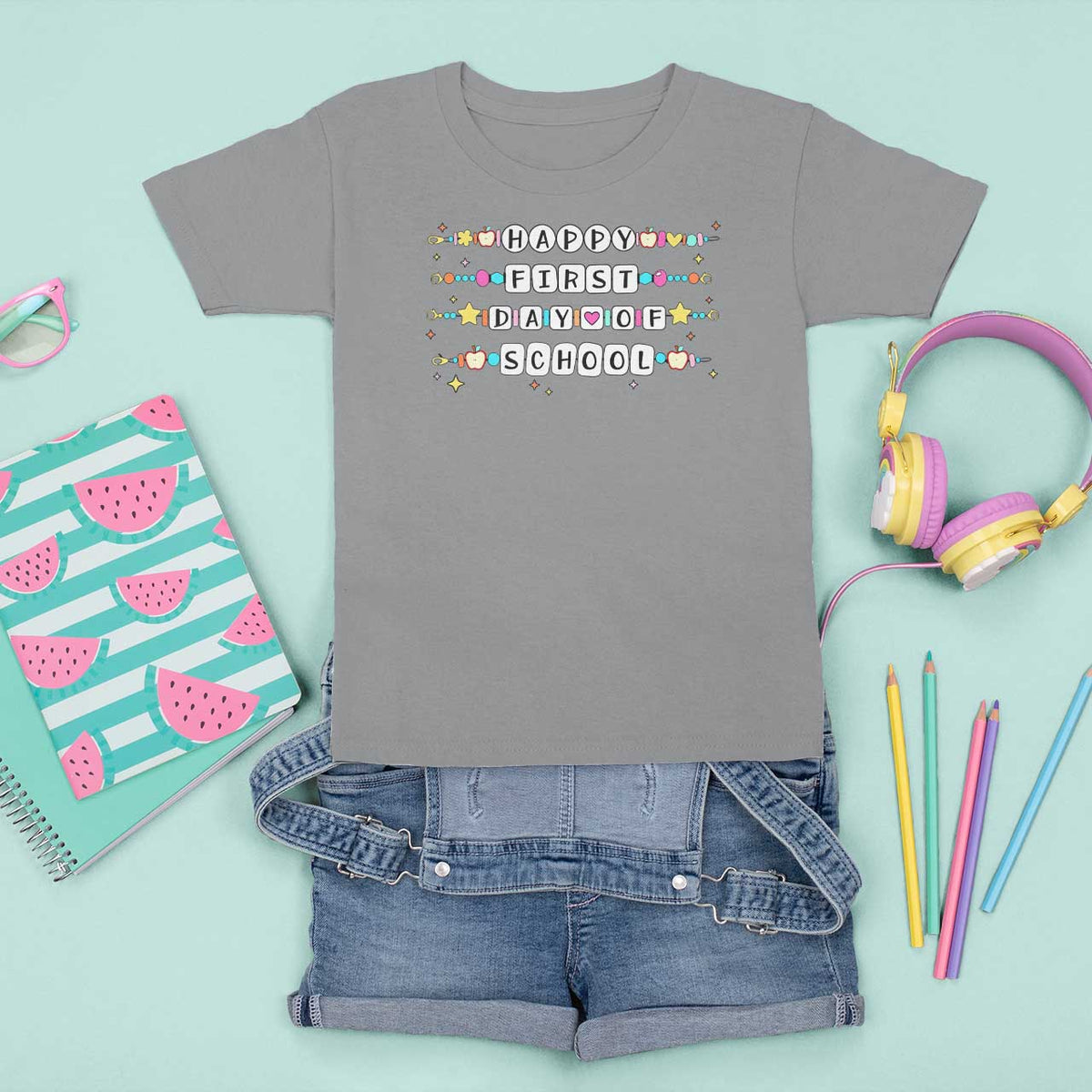 Happy First Day Of School T Shirt For Kid Student Teacher Bracelet Retro Groove - Wonder Print Shop