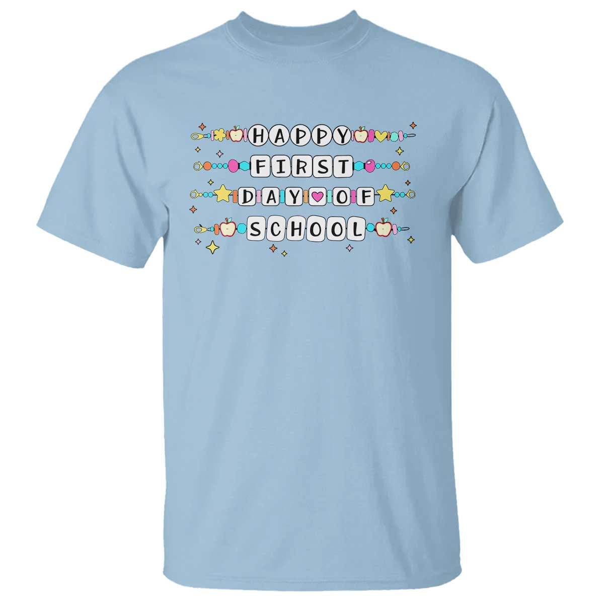 Happy First Day Of School T Shirt Student Teacher Bracelet Retro Groove - Wonder Print Shop
