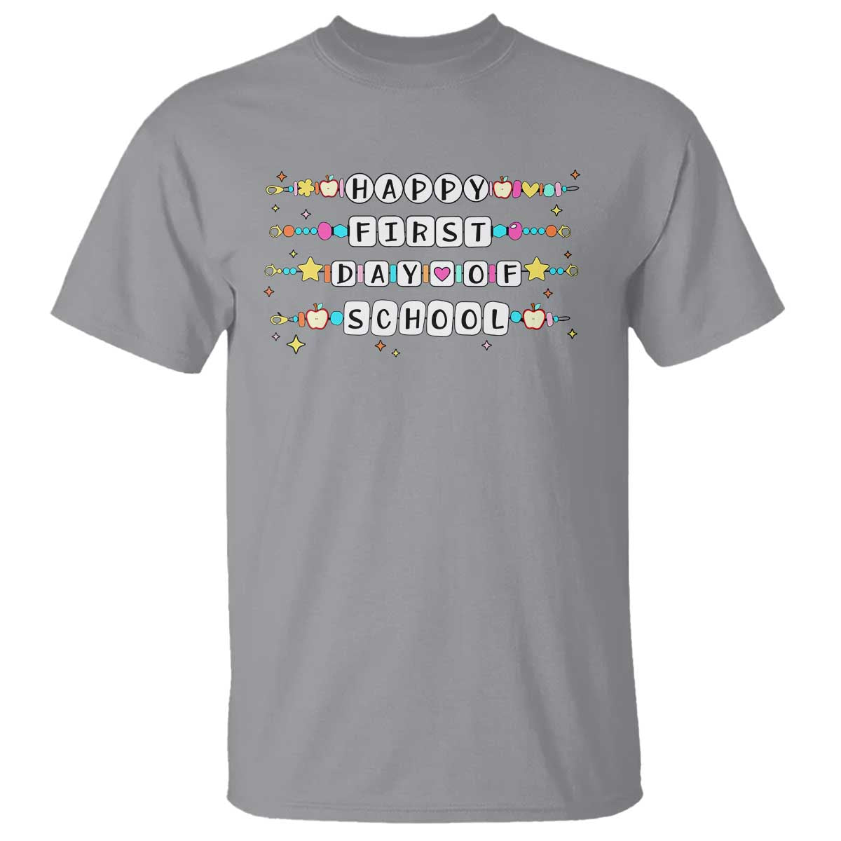 Happy First Day Of School T Shirt Student Teacher Bracelet Retro Groove - Wonder Print Shop