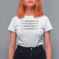 Happy First Day Of School T Shirt For Women Student Teacher Bracelet Retro Groove - Wonder Print Shop