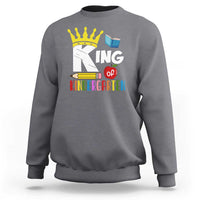 King Of Kindergarten Sweatshirt Back To School Crown Apple Pen Book - Wonder Print Shop