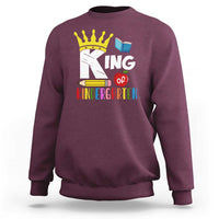 King Of Kindergarten Sweatshirt Back To School Crown Apple Pen Book - Wonder Print Shop
