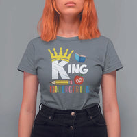 King Of Kindergarten T Shirt For Women Back To School Crown Apple Pen Book - Wonder Print Shop