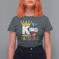 King Of Kindergarten T Shirt For Women Back To School Crown Apple Pen Book - Wonder Print Shop