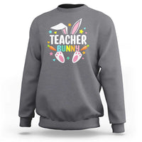 Teacher Bunny Sweatshirt Rabbit Ears Easter Day Carrot Star Heart - Wonder Print Shop