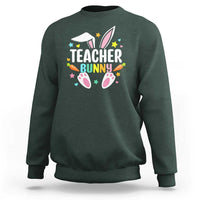Teacher Bunny Sweatshirt Rabbit Ears Easter Day Carrot Star Heart - Wonder Print Shop