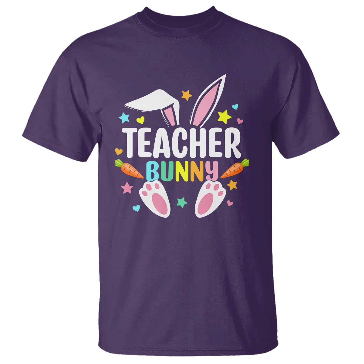 Teacher Bunny T Shirt Rabbit Ears Easter Day Carrot Star Heart - Wonder Print Shop