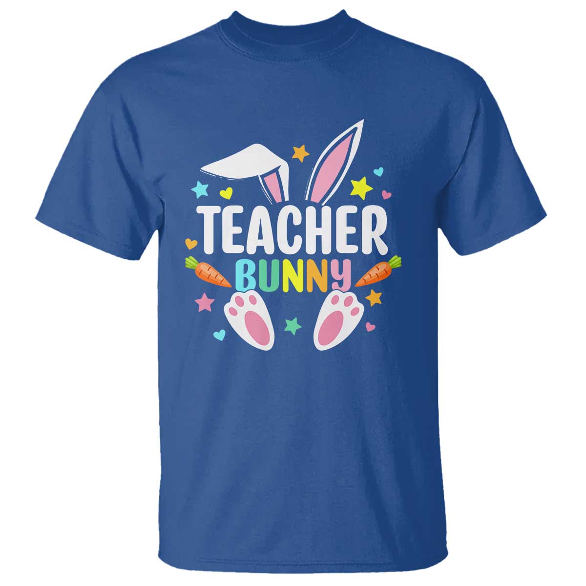 Teacher Bunny T Shirt Rabbit Ears Easter Day Carrot Star Heart - Wonder Print Shop