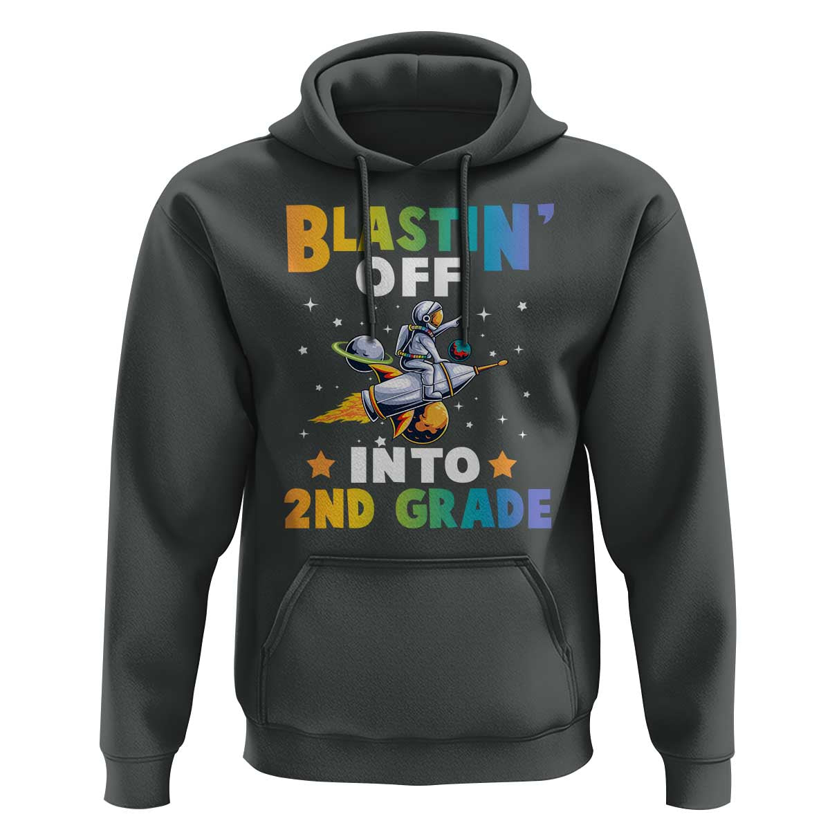 Funny Back To School Space Hoodie Blastin' Off Into 2nd Grade Astronaut Rocket - Wonder Print Shop