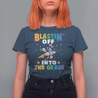 Funny Back To School Space T Shirt For Women Blastin' Off Into 2nd Grade Astronaut Rocket - Wonder Print Shop