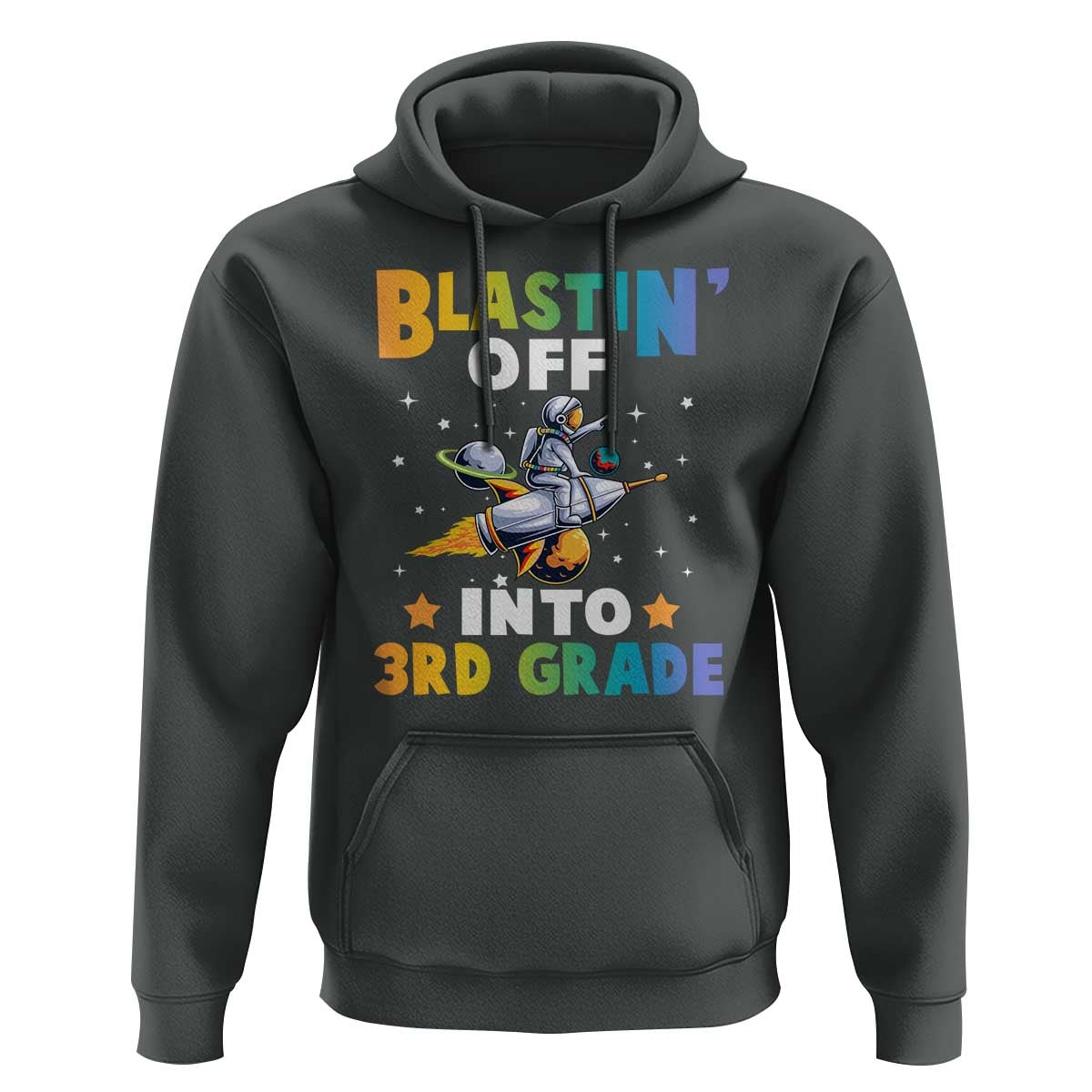 Funny Back To School Space Hoodie Blastin' Off Into 3rd Grade Astronaut Rocket - Wonder Print Shop