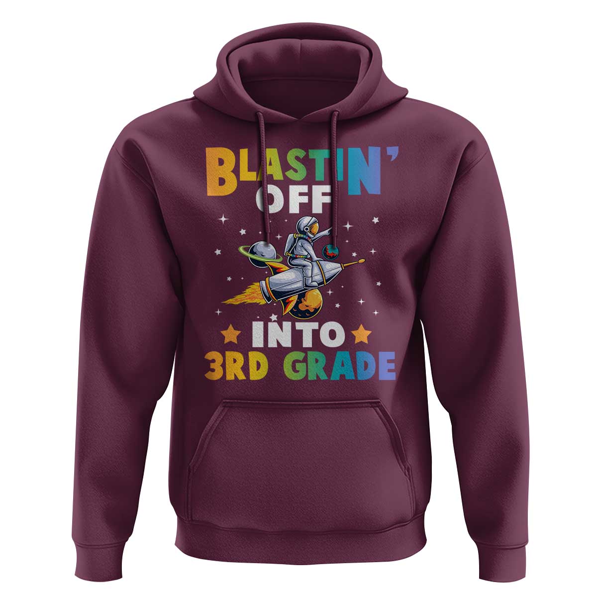 Funny Back To School Space Hoodie Blastin' Off Into 3rd Grade Astronaut Rocket - Wonder Print Shop