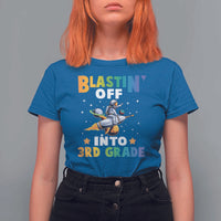 Funny Back To School Space T Shirt For Women Blastin' Off Into 3rd Grade Astronaut Rocket - Wonder Print Shop