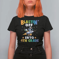 Funny Back To School Space T Shirt For Women Blastin' Off Into 4th Grade Astronaut Rocket - Wonder Print Shop