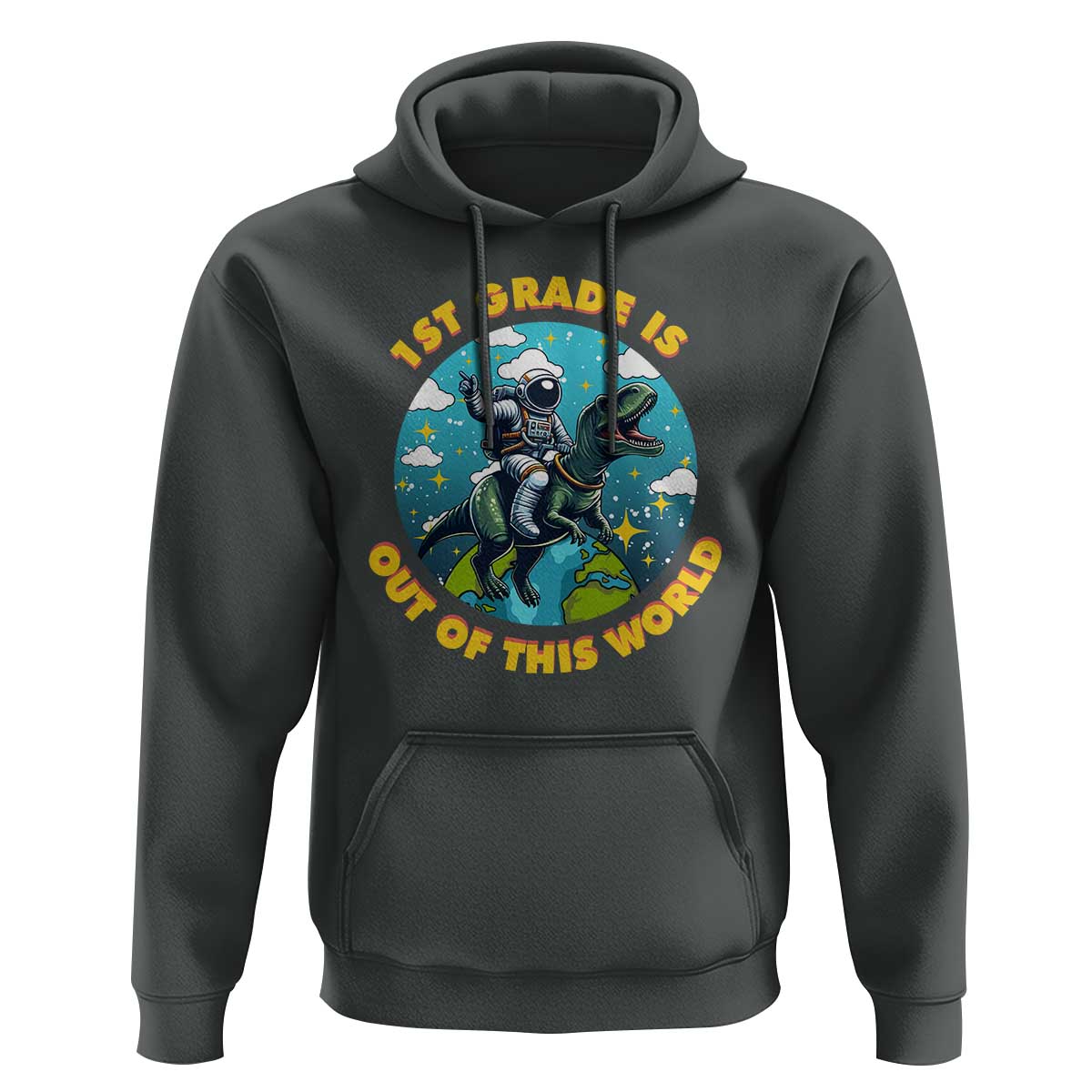 Funny Back To School Space Hoodie 2ND Grade Is Out Of This World Dinosaur Astronaut Planet - Wonder Print Shop
