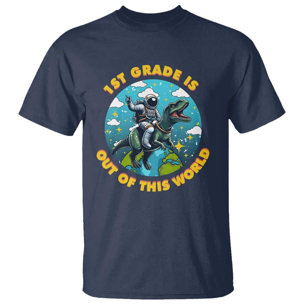 Funny Back To School Space T Shirt 2ND Grade Is Out Of This World Dinosaur Astronaut Planet - Wonder Print Shop