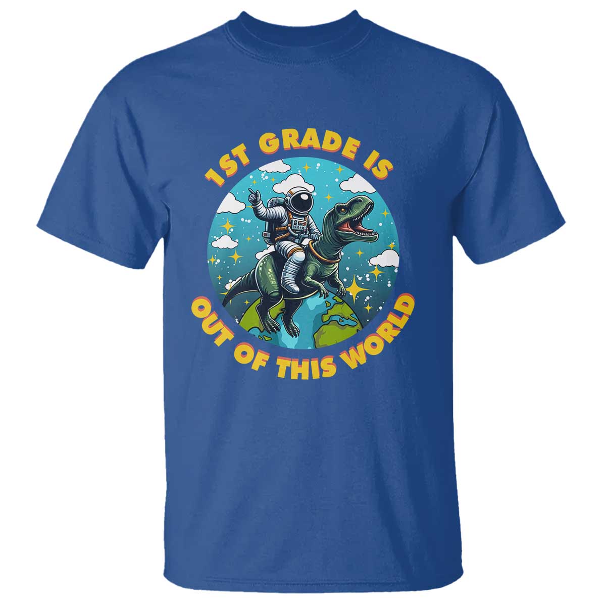 Funny Back To School Space T Shirt 2ND Grade Is Out Of This World Dinosaur Astronaut Planet - Wonder Print Shop