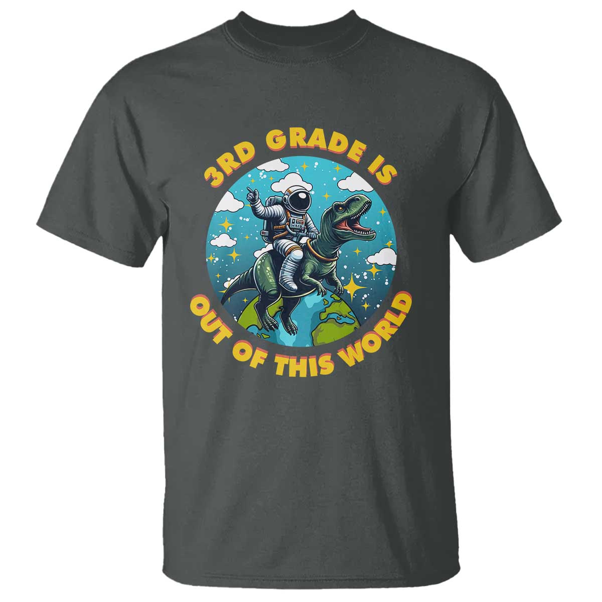 Funny Back To School Space T Shirt 3RD Grade Is Out Of This World Dinosaur Astronaut Planet - Wonder Print Shop