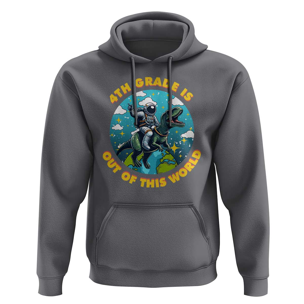Funny Back To School Space Hoodie 4TH Grade Is Out Of This World Dinosaur Astronaut Planet - Wonder Print Shop