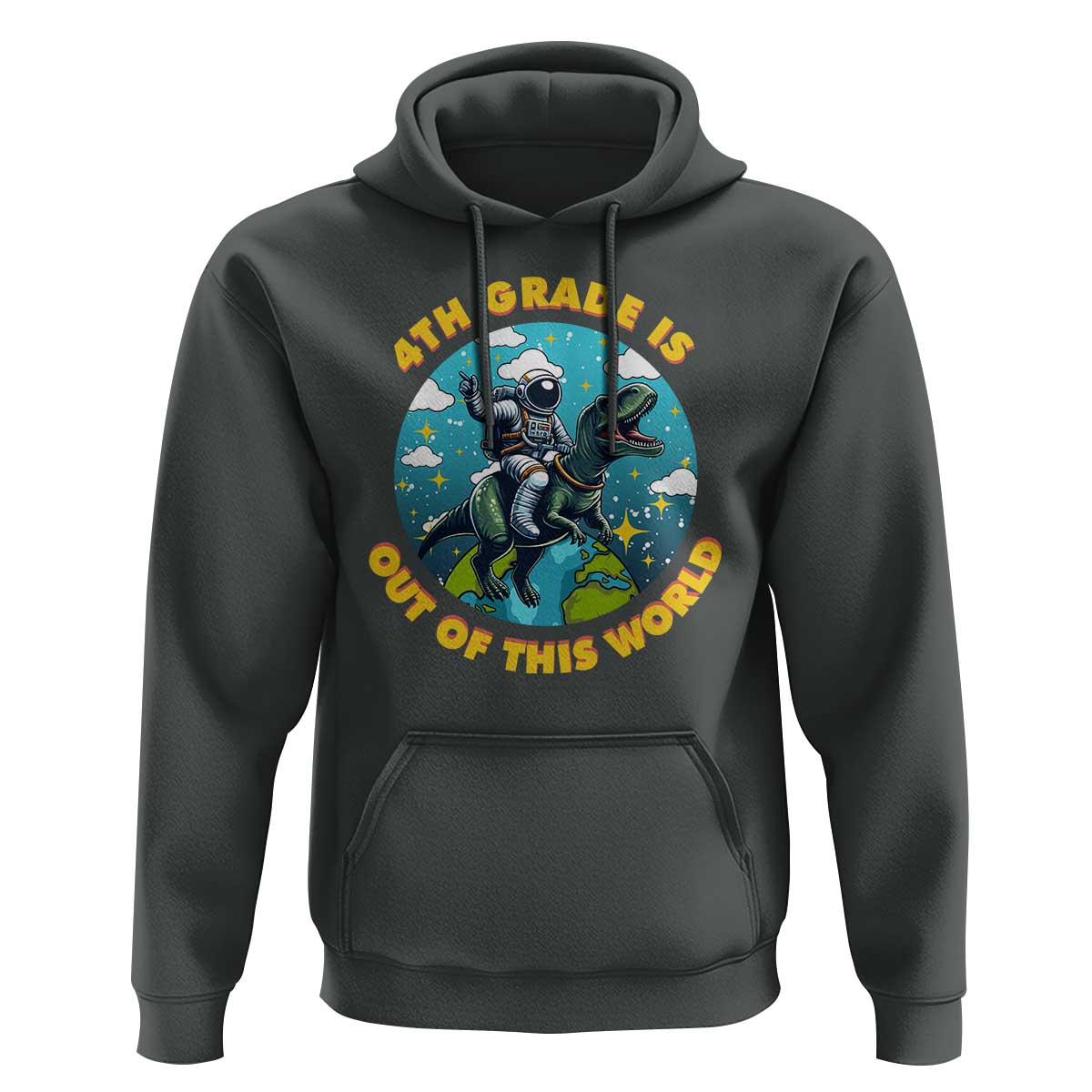 Funny Back To School Space Hoodie 4TH Grade Is Out Of This World Dinosaur Astronaut Planet - Wonder Print Shop